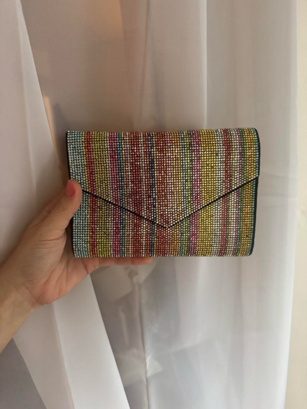 Multicolor Rhinestone Envelope Clutch - Women Bags